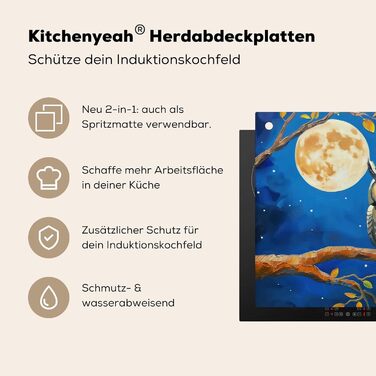 Фартух для плити, кухонний фартух, вініл, 78x52 см, декор для кухні, облицювання стіни, кришка для плити - сіро-чорна (під сов - пофарбована, 51,5Д x 76Ш см)