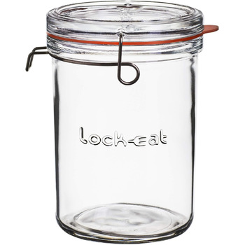 Л Lock-EAT, високоякісна гойдалка з гумовим ущільнювачем, банка Мейсона зі знімною скляною кришкою (колір прозора), кількість 1 x шматок 12 x 12 x 17 см прозорий, 1