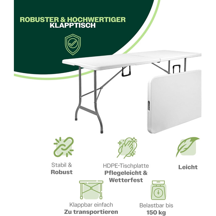 Складаний кемпінговий стіл 180x74x74 см Blumixx