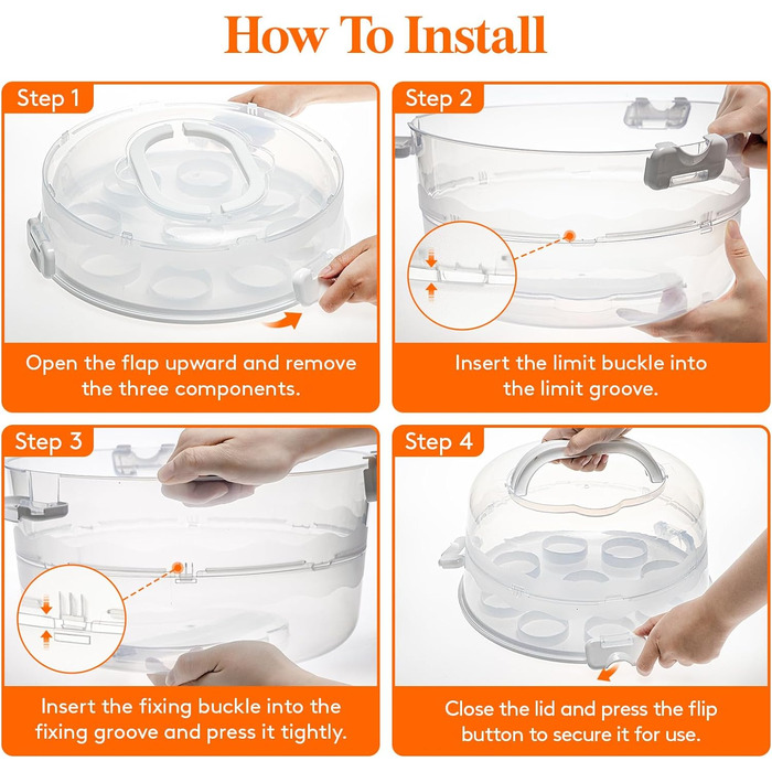 Контейнер для торта 27 см з кришкою та ручкою, білий Lifewit