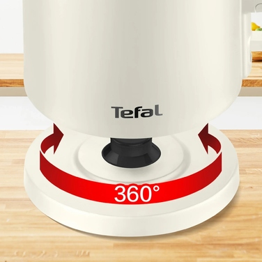 Tefal Электрочайник Thermo Protect, 1.5л, пластик, нержавеющая сталь, светло-бежевый