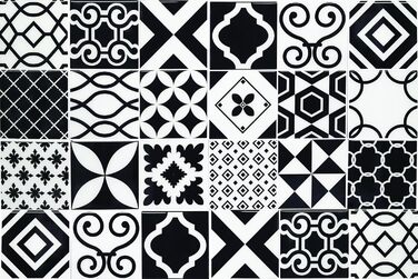 Алюмінієвий кухонний фартух, виготовлений в Італії, захищає плиту та стіну, миється та легко встановлюється, металевий фартух, 48 x 72 см (48x72, чорно-білий азулежу)