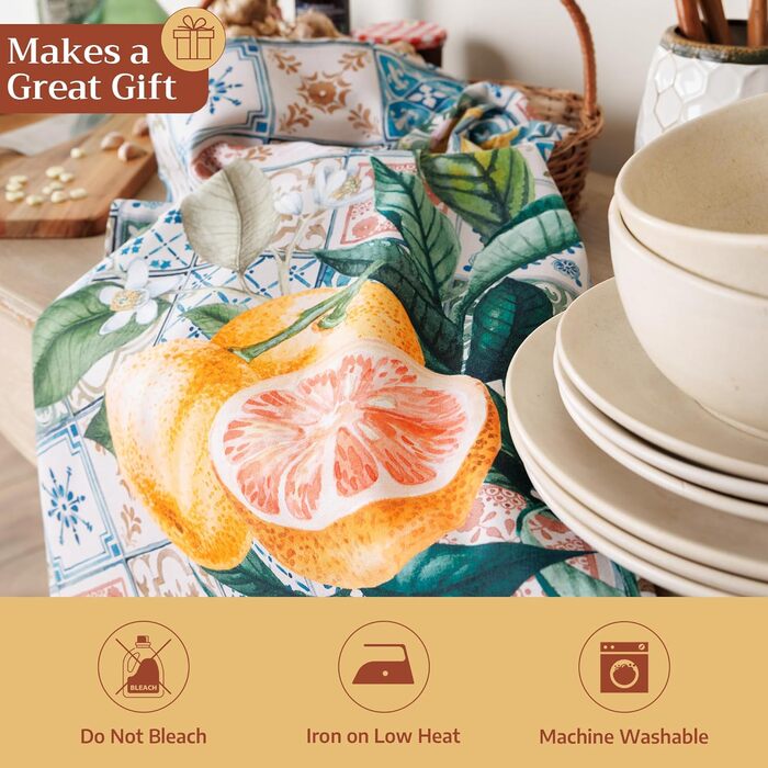 Бавовняні килимки для серветок, набір з 4 шт. , декоративні килимки для серветок, пасхальні килимки, що миються, для свят, вечерь, весни, літа (33 см x 48 см) (026 - Цитрус), 39Hermine 100