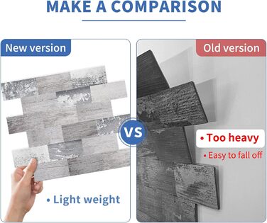 Штучна настінна плитка, самоклеюча панель для кухонного фартуха, тверда ПВХ плитка, клейка плитка для кухні та ванної кімнати (34 x 29 см) (20, бліде дерево)