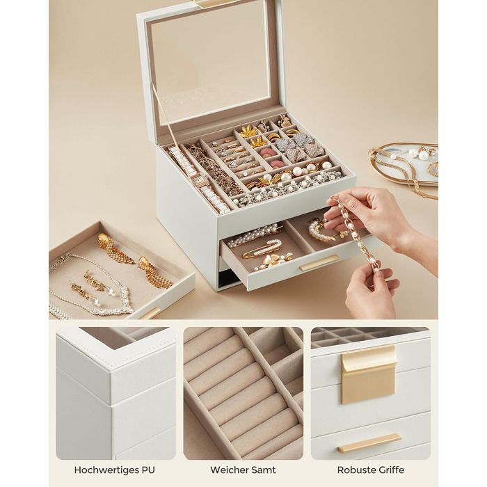 Органайзер для ювелирных изделий 4-уровневый облачно-белый SONGMICS