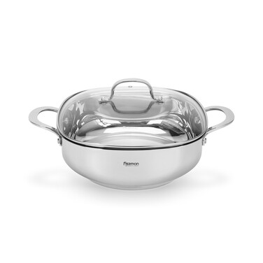 Сотейник Fissman EXCLUSIVE PRO 26x9 см / 4,6 л зі скляною кришкою нержавіюча сталь (5543)