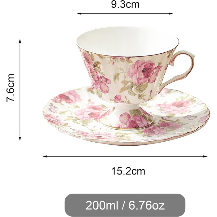 Чашка и блюдце 170 мл розовая роза fanquare