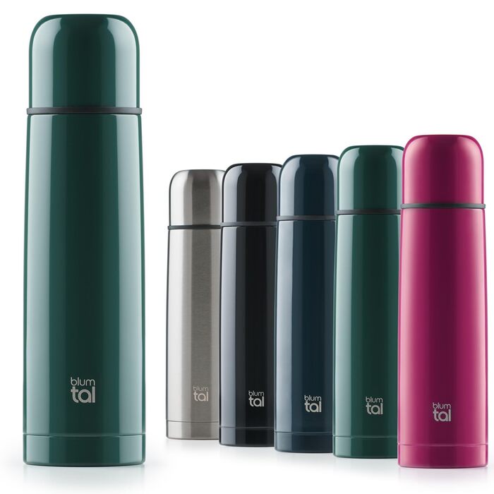Термос Blumtal Eifel з нержавіючої сталі 500 мл - герметичний термос з чашкою для пиття в дорозі, ізолює гарячі напої, темно-зелений 500 мл темно-зелений