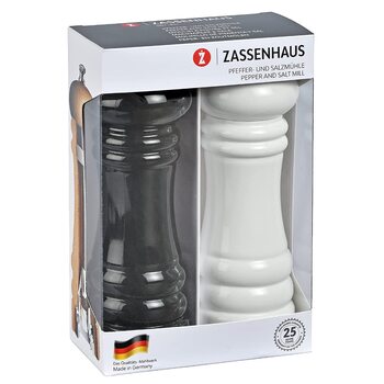 Набор мельниц Zassenhaus BERLIN Бук Подарочный набор Черно-белое с бесступенчатой регулировкой керамической шлифовальной машины Мельницы для специй с начинкой Ø 5,9 см, высота 18 см