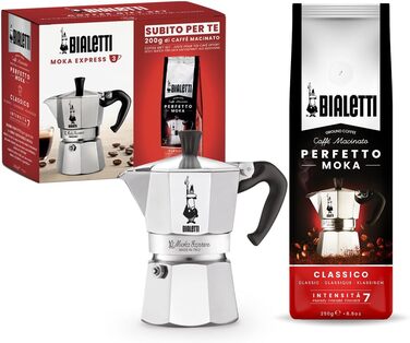 Кофеварка гейзерная 270 мл на 6 чашек с 250 г кофе Moka Express Bialetti