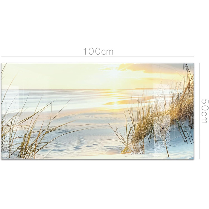 Кухонний фартух timalo зі скляним виглядом Північне море, очерет, захід сонця, океан, солома 2 мм акрилове скло Бризокості для плити, кухонний скляний фартух, акрилова скляна настінна панель, захисна панель для фартуха (100 x 50 см, 309- Beach Reeds)