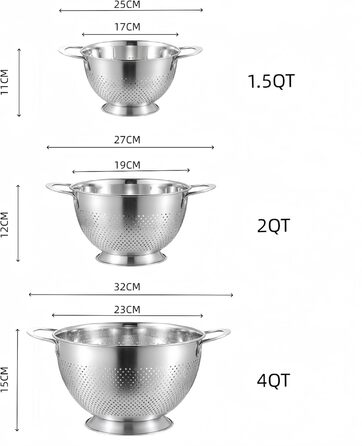 Набор из 3 металлических сит из нержавеющей стали KINGBON