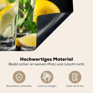 Фартух для плити, кухонний фартух, вініл, 78x52 см, декор для кухні, облицювання стіни, кришка для плити - сіро-чорна (вода-скло, 52Д x 80Ш см)