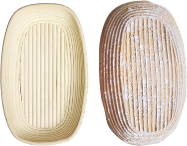 Кошик для вистоювання Westmark, для тіста для хліба 1500-2000 г, овальний, довжина приблизно 40 см, ротангова тростина, світло-бежева, 32022270 (набір з 2 шт. , довжина 34 см)