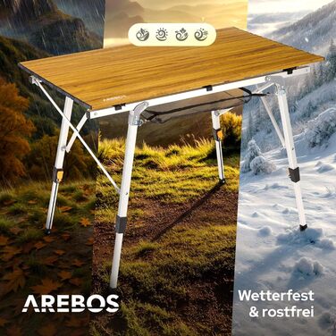 Складной кемпинговый стол 90x51,5 см коричневый Arebos