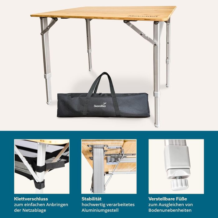 Бамбуковый кемпинговый стол 65 х 50 см Skandika