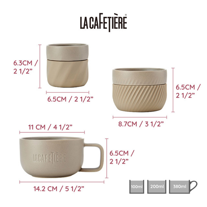 Набор чашек Kitchen Craft LA CAFETIERE Family Mug Almond, фарфор, бежевый, 3 пр.