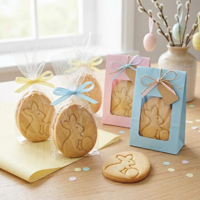 Набір із 3 формочок для пасхального печива, смугастий візерунок у формі пасхальних яєць, кролик, 2 в 1 зі штампом, 5 x 4 см, можна мити в посудомийній машині, екологічно чисті, стійкі до іржі (2 пасхальні яйця &quotКролик&quot (5x4 см))