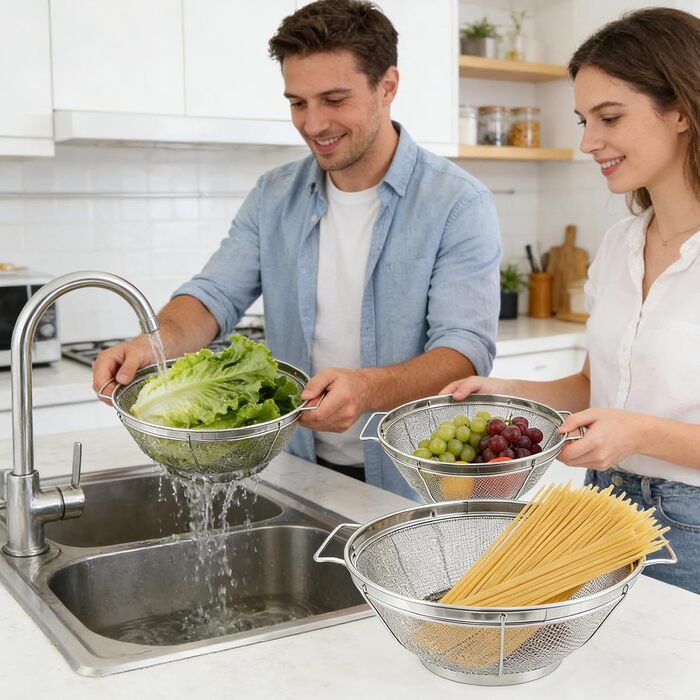 Металеві ситечка для кухні 3 шт Fbinys