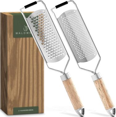 Набір з 2 терток для сиру з нержавіючої сталі з дерев'яними ручками WALDWERK