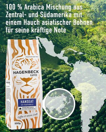 Кава - Кав&39ярня - Смажена кава - Мелені кавові зерна - 250 г - 100 арабіка - Ароматна - Традиційна кавова суміш (Hanseat, 500 г (10 шт.))