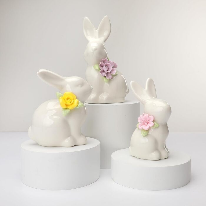 Набір керамічних фігурок пасхального зайчика 3 шт WWT