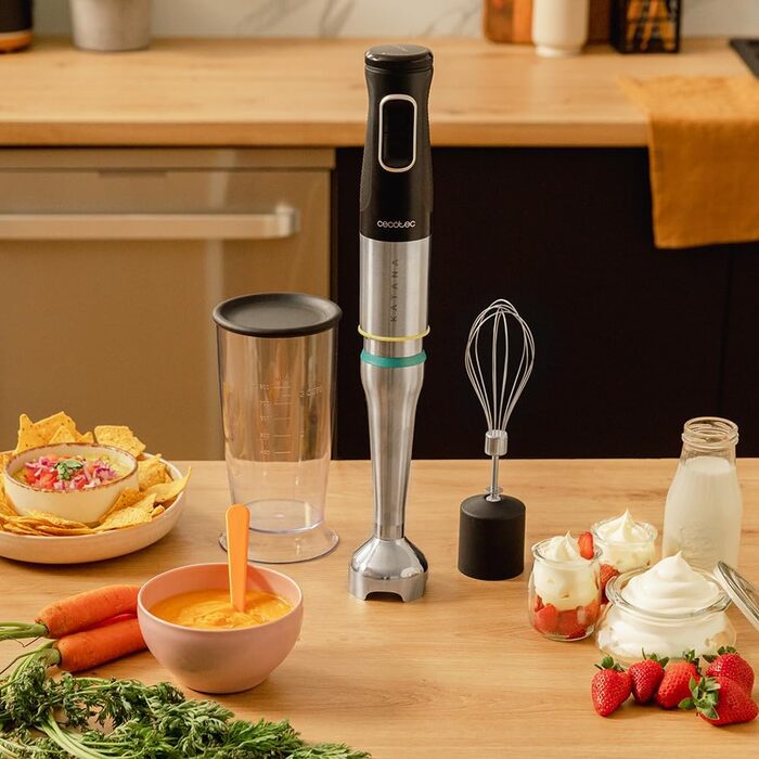 Ручний блендер 1200 Вт Katana чорний з насадкою-віничком та мірною ємністю 800 мл Cecotec