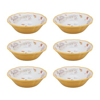 Набір меламінових мисок UP ware, миски у формі квітки для пасти, рису, супу та салату, без BPA, придатні для миття в посудомийній машині, ударостійкі, сині, 17,8 см, 6 предметів (гарбузовий сезон)