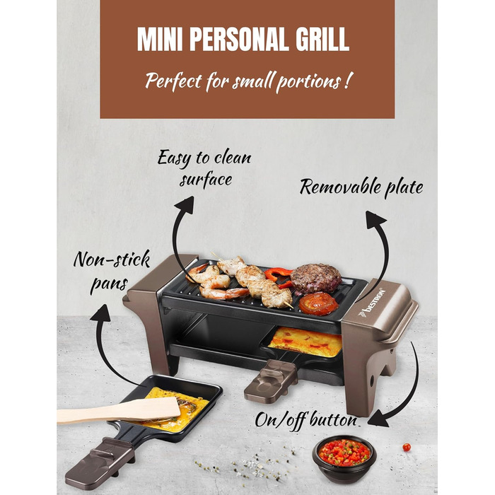 Раклетниця-гриль на 2 персони 350 Вт мідний Copper Collection Bestron