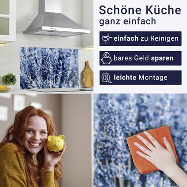 Кухонний фартух timalo зі скляним виглядом Північне море, очерет, захід сонця, океан, солома 2 мм акрилове скло Бризокості для плити, кухонний скляний фартух, акрилова скляна настінна панель, захисна панель для фартуха (180 x 58 см, 322- Блакитно-лавандов