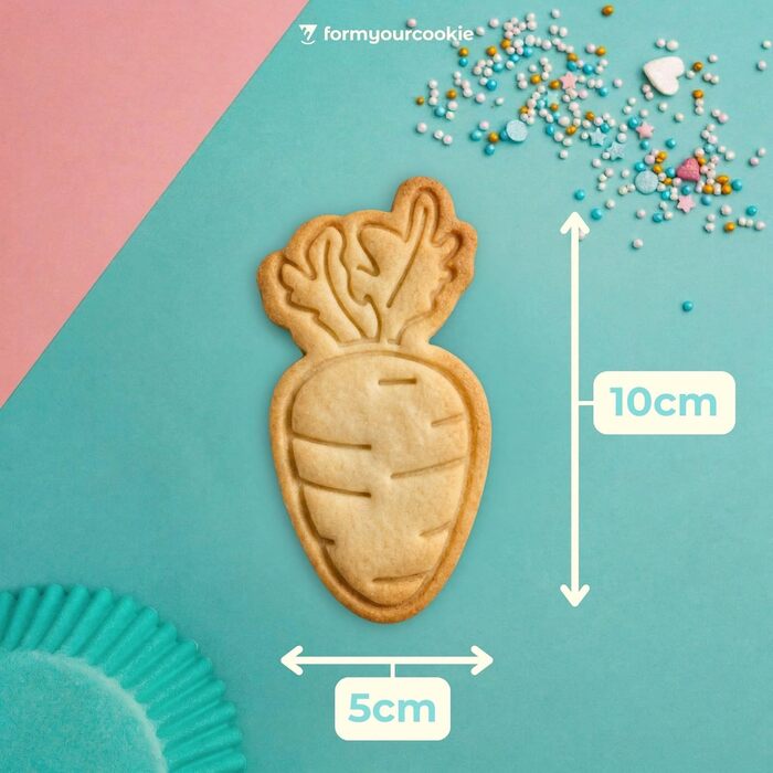 Набір формочок для пасхального печива з 3 шт. , візерунок у смужку з пасхальних яєць, зайчик, 2 в 1 зі штампом, 5 x 4 см, можна мити в посудомийній машині, екологічно чисті, нержавіючі (морква (10x5xсм))