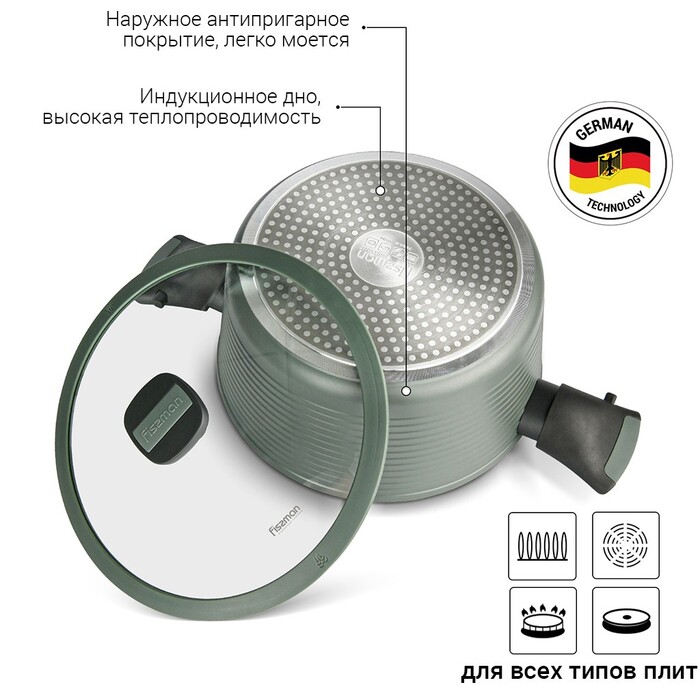 Каструля Fissman BRILLIANT 24x12см / 4,5л зі знімними ручками (14382)