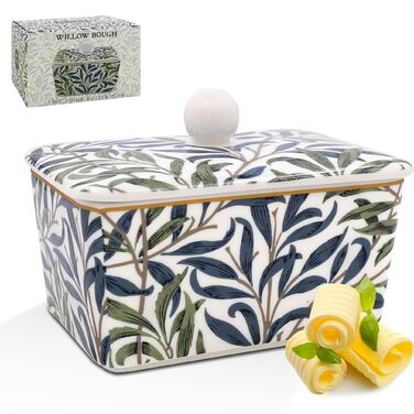 Маслянка з кришкою, китайська кераміка, з гарними акварельними мотивами, дизайн якої розроблено галереєю Дженніфер Роуз для Busy Bees (гілка верби).