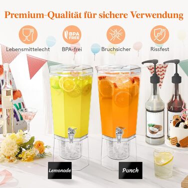 Диспенсер для напоїв 4л з краном та підставкою, 2 шт. Пластикові диспенсери для води, лимонаду, соку, напоїв з знімною підставкою для вечірок