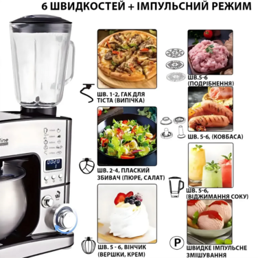Кухонный комбайн 3-в-1, 7 л 4500 Вт Top Kitchen