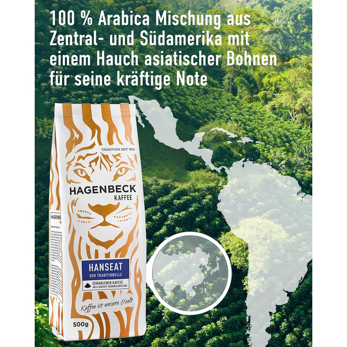Кава - Кав&39ярня - Смажена кава - Мелені кавові зерна - 250 г - 100 арабіка - Ароматна - Традиційна кавова суміш (Hanseat, 500 г (10 шт.))