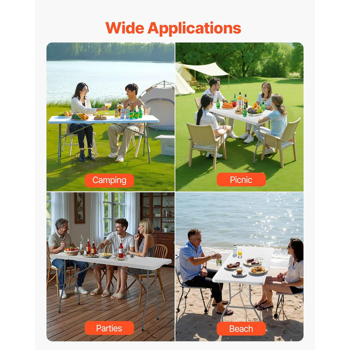 Раскладной стол для кемпинга белый VEVOR