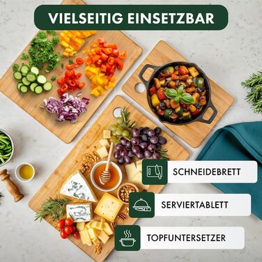 Набір з 6 бамбукових дощок для сніданку Blumtal - 22x14x0,8 см - антибактеріальні дерев&39яні дошки - дошки для сніданку - дошки для перекусу - обробні дошки (22Дx15Ш / 28Дx22Ш / 33Дx22Ш)