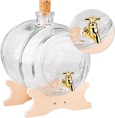 Стеклянный диспенсер бочки с краном 4 л SUPERBUTELKI.PL