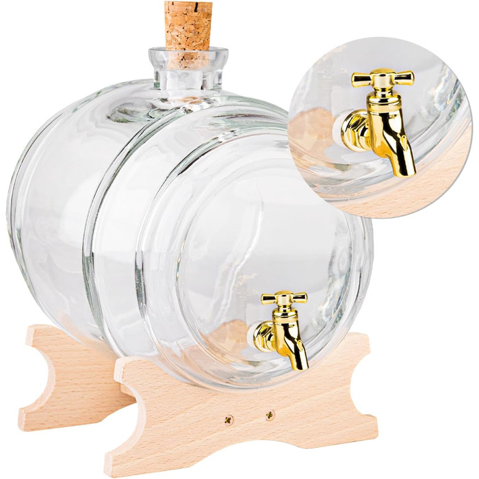 Стеклянный диспенсер бочки с краном 4 л SUPERBUTELKI.PL