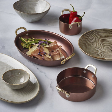 Сковорода для подачи 16.5*12.5 см, 350 мл, овальная, металлическая, Copper Vintage Steel, GenWare