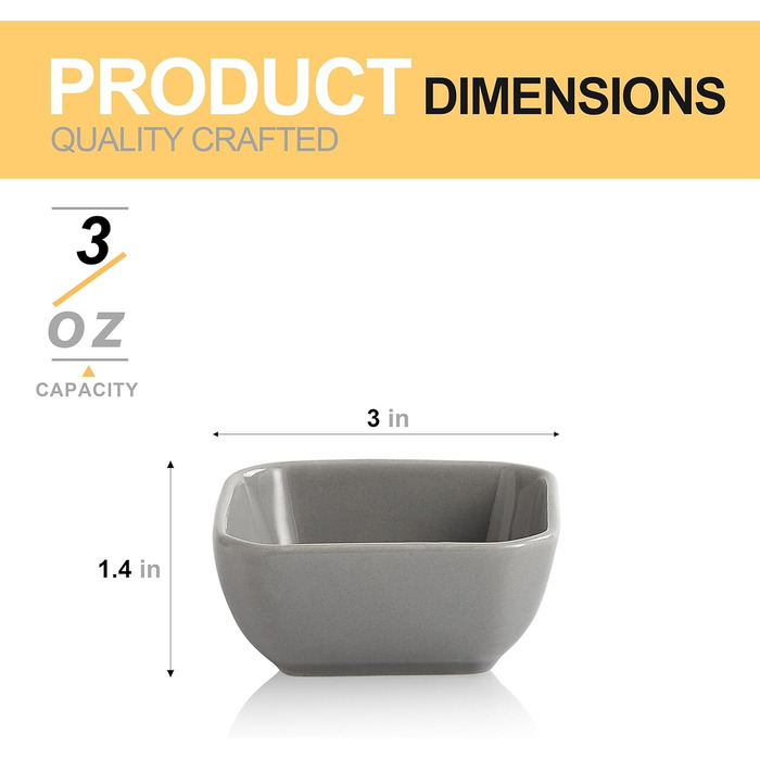 Набор из 6 керамических мисок для соусов 0,09 л, серый Swuut