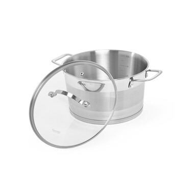 Каструля Fissman TIERNO 20x11,5 см / 3,1л зі скляною кришкою нержавіюча сталь (5495)