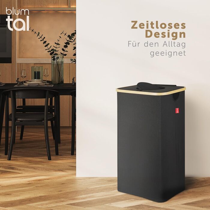 Контейнер для збору пляшок Blumtal Deposit 150 л з 2 відділеннями - Бамбуковий органайзер для пляшок - Збірник порожніх пляшок - Збірник пляшок - Контейнер для збору порожніх пляшок з отвором - Збірник порожніх пляшок (чорний, додатковий мішок для пляшок 