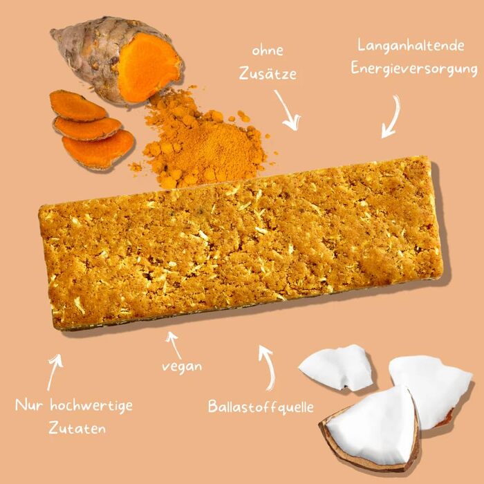 Энергетические батончики с куркумой и кокосом 16 x 40 г, Golden Milk TZAMPAS