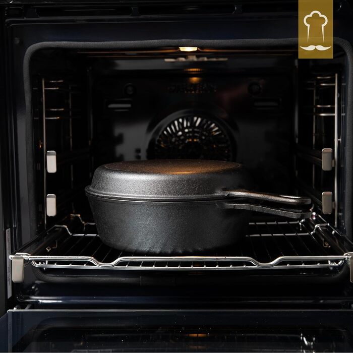 Чавунна форма для хліба Chefarone з кришкою - форма для хліба та тістечок - прямокутна форма для випікання та запікання - чавунна каструля для випікання хліба - 28 x 12 см (3 л 2 в 1)