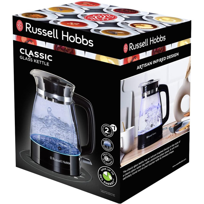 Электрический стеклянный чайник 1,7л 2400 Вт Russell Hobbs