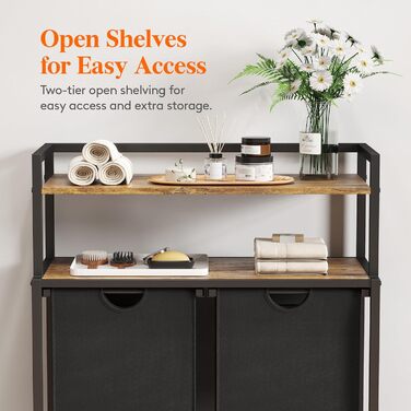 Кошик для білизни Lifewit, відро для білизни, 95 л, легко знімається, кошик для білизни з великою полицею зверху, 2 знімні кишені, ручки, кошик для білизни 2 відділення, пральня, спальня, ванна кімната, гуртожиток, чорний