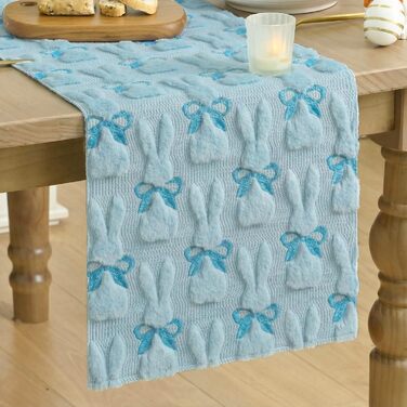 Мягкая дорожка с вышивкой кролика с бантом 183 х 33 см синий Artoid Mode