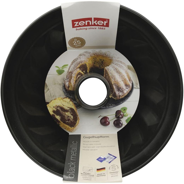 Форма для выпечки Ø 25 см, стабильная и покрытая покрытием, для сочного торта, круглая форма для выпечки с антипригарным покрытием, количество A 25 см одинарная, 6527 Bundt